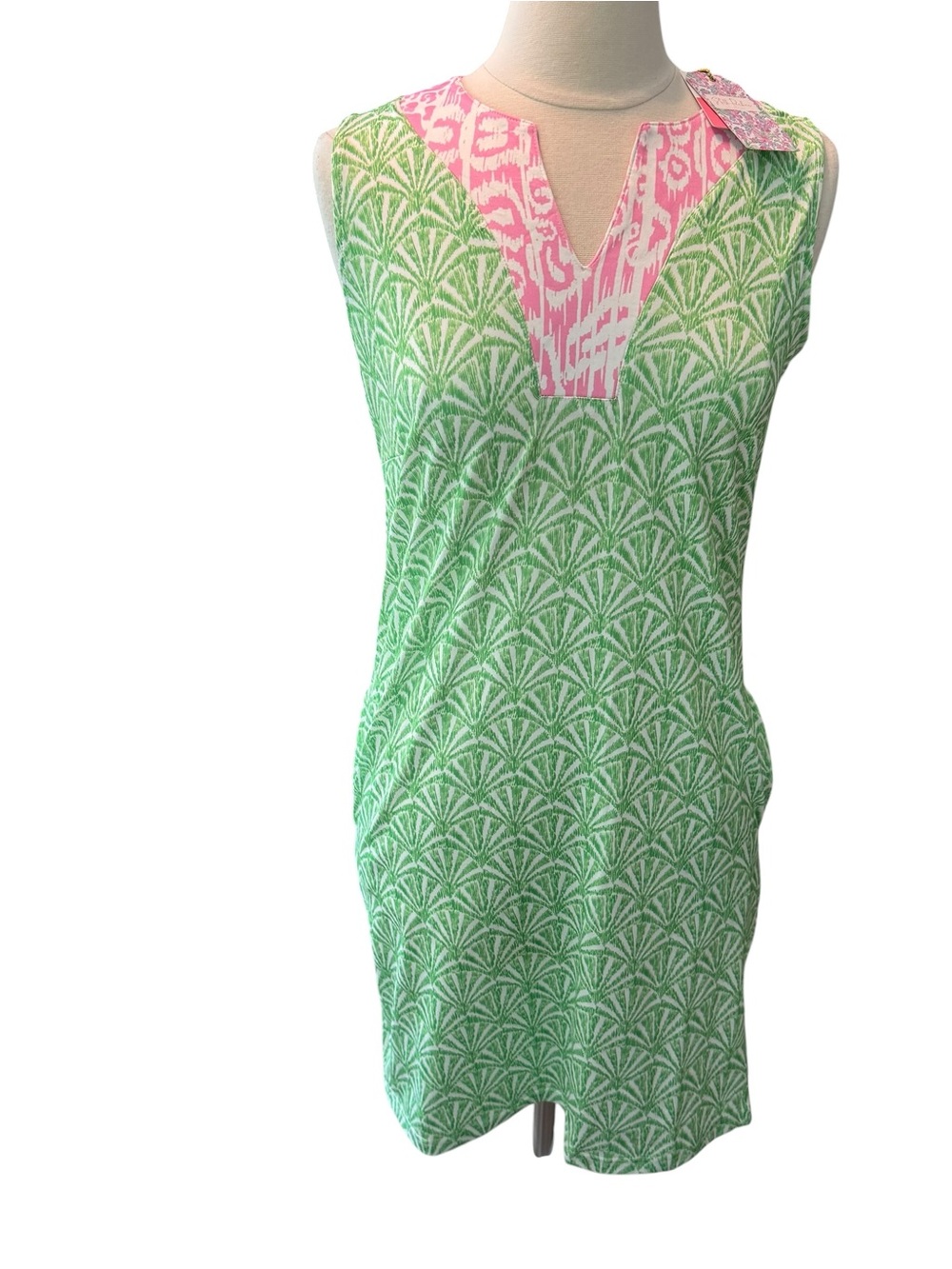 Stella Parker Sun Dress Sleeveless Preppy V Neck Pockets NWT Sz Small UPF 50